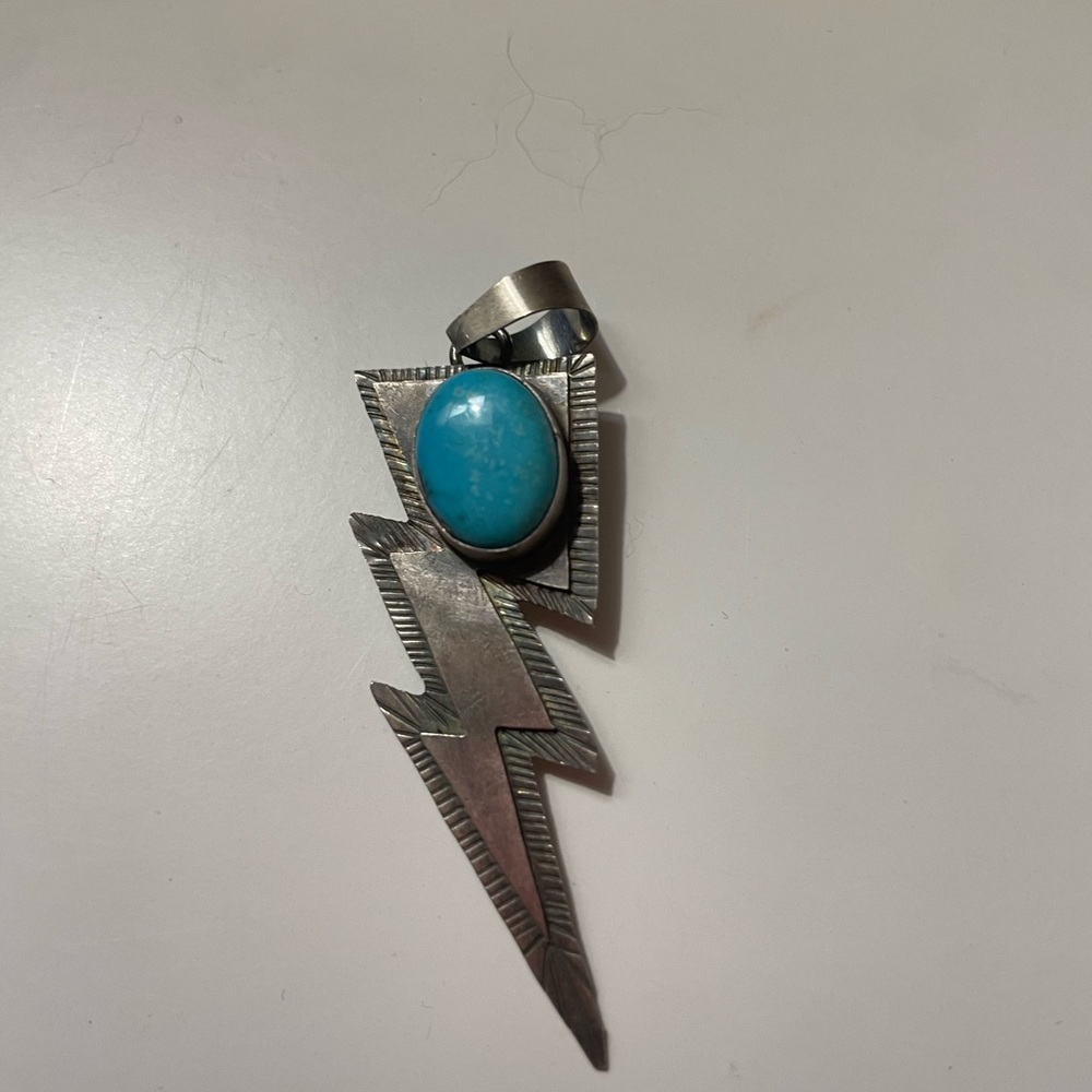 Authentic Turquoise Lightening Bolt Pendant